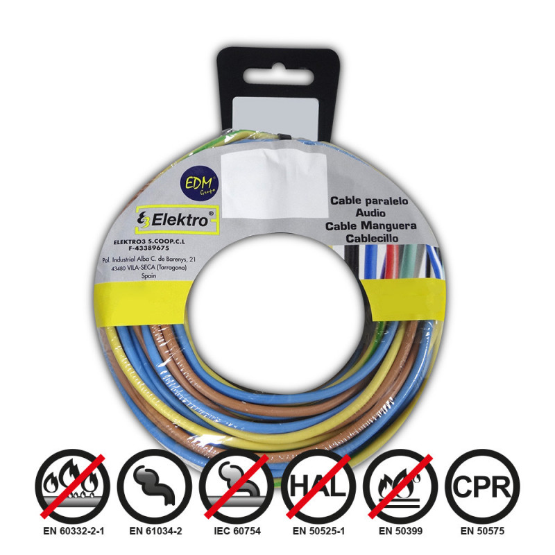 comprar Carrete cablecillo 3 cables (az-m-t) 1,5mm x 10m Edm online - EDM