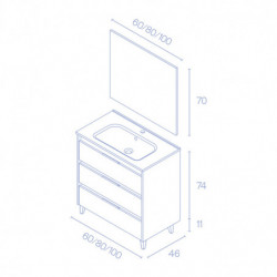 comprar Set Suki 80cm 3 Cajones Blanco Brillo online - Amizuva