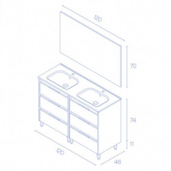 comprar Set Suki 120cm 6 Cajones Blanco Brillo online - Amizuva