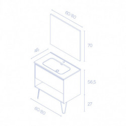 comprar Set Yoko 60cm 1 Cajón+1 Hueco Roble Arenado online - Amizuva