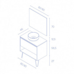 comprar Set Yoko Top 60cm 1 Cajón+1 Hueco Roble Arenado online - Amizuva