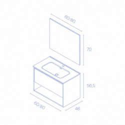 comprar Set Niwa 60cm 1 Cajón+1 Hueco Roble Arenado online - Amizuva