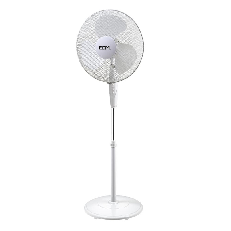 comprar Ventilador de pie con base circular blanco potencia: 45w aspas: ø40cm altura regulable 110-130cm edm online - EDM