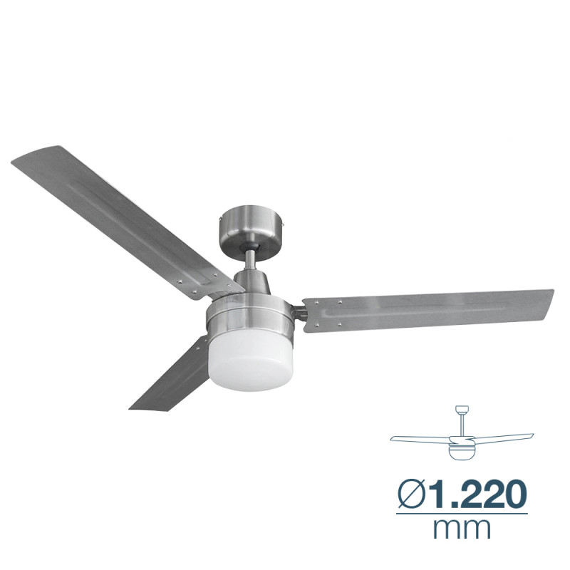 comprar *ult.unidades*ventilador de techo modelo bering cromado potencia: 60w aspas: ø122cm con controlador de pared edm onli...