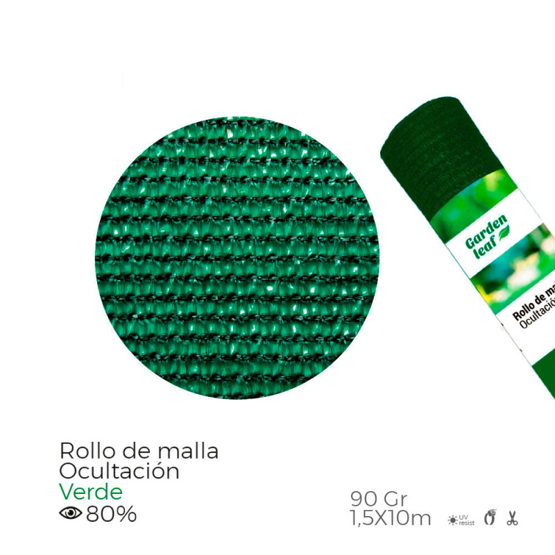 Rollo de malla de ocultacion color verde 90gr 1,5x10m edm