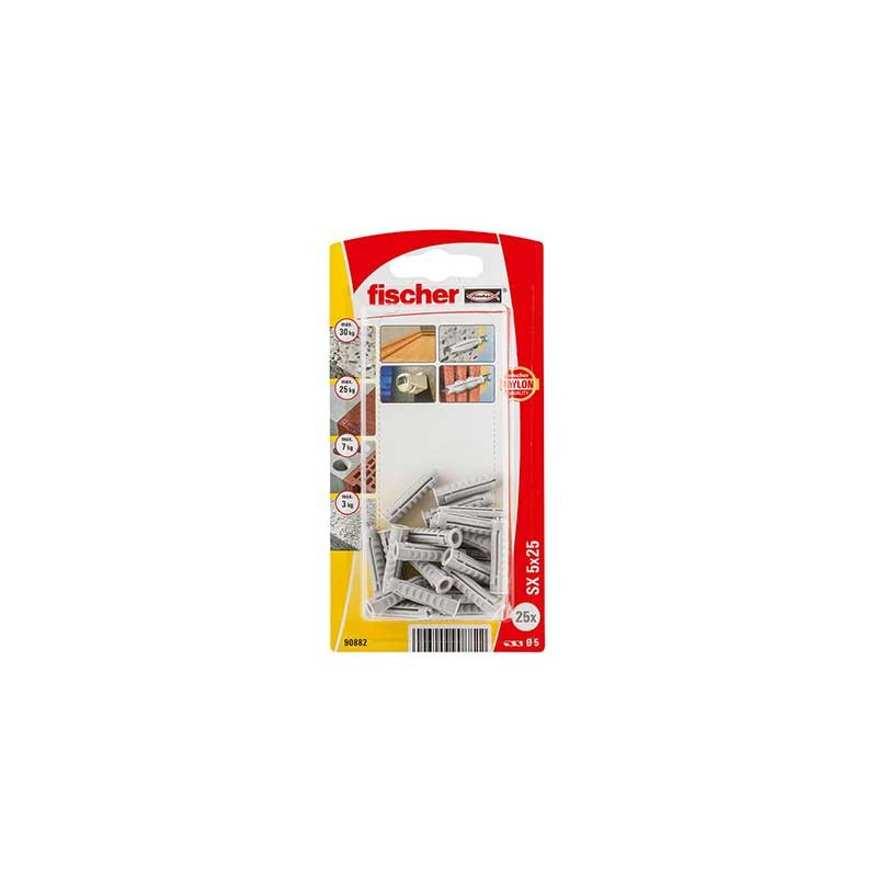 comprar Taco de expansión Fischer SX 5 x 25 KP con reborde Fischer online - Fischer